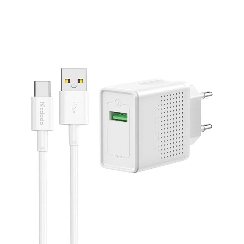 شارژر دیواری 18 وات مک دودو مدل CH-5750 به همراه کابل تبدیل USB-C