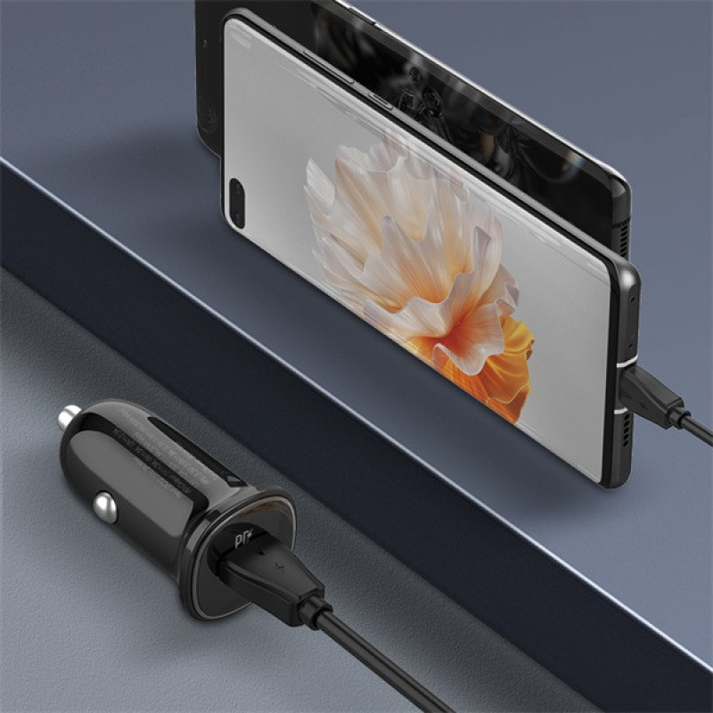 شارژر فندکی 30 وات الدینیو مدل LD-C106 به همراه کابل تبدیل USB-C