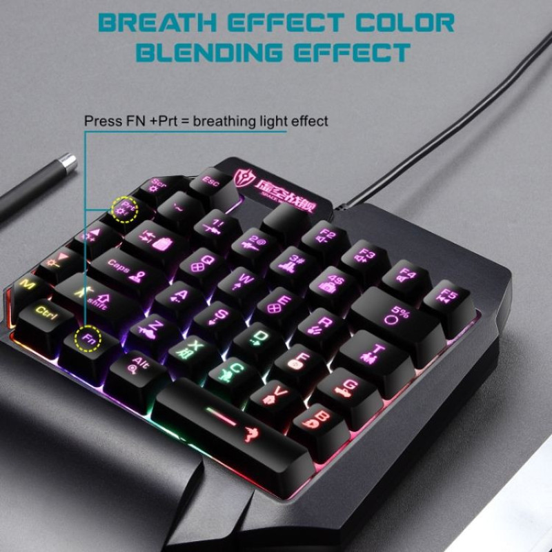 کیبورد گیمینگ شیپادو مدل RGBF6، سوییچ ممبران، Tenkeyless، نورپردازی LED RGB