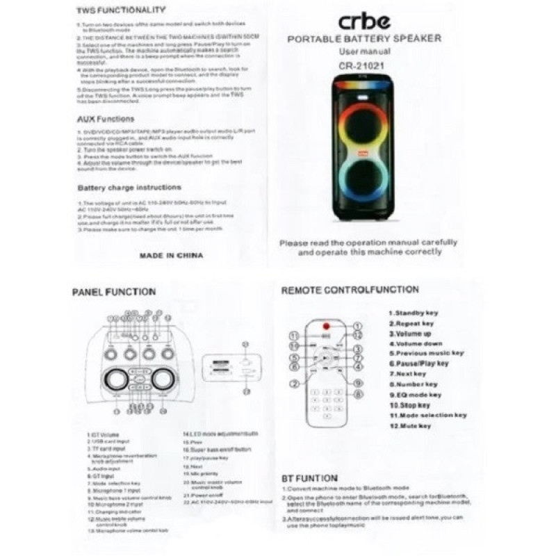 اسپیکر بلوتوثی قابل حمل کربی مدل CR-21021