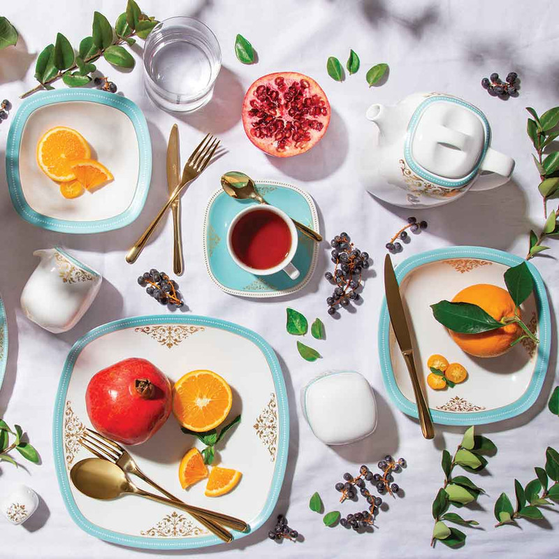 سرویس غذاخوری 98 پارچه والندورفر مدل کواترو آرمیتاژ فیروزه ای A پلاس