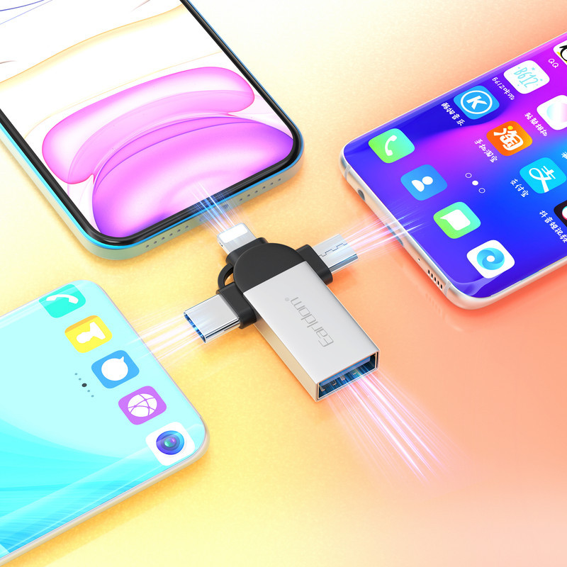 مبدل USB OTG به microUSB  لایتنینگ  USB-C ارلدام مدل ET-OT93