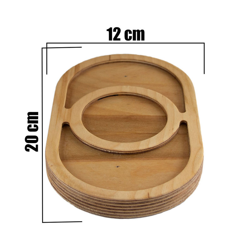 تخته سرو چوبی مدل لذت بیضی با ابعاد 20×12×2 سانتی‌متر، غیرقابل شستشو