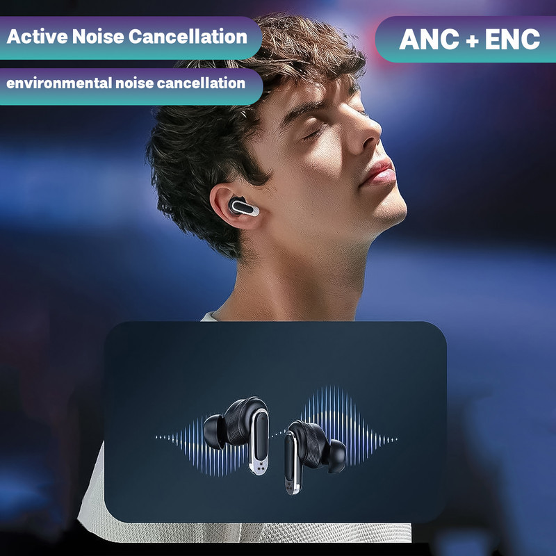 هدفون بلوتوثی لوکسار مدل V8 دارای نویز کنسلینگ فعال (ANC) و نویز کنسلینگ میکروفون (ENC)، درگاه شارژ UBC Type-C، دارای نمایشگر روی محفظه شارژ