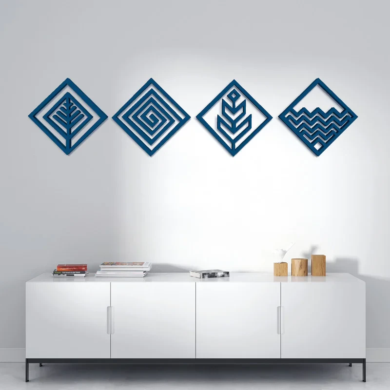 دیوارکوب مدل عناصر چهارگانه طرح لوزی مجموعه 4 عددی