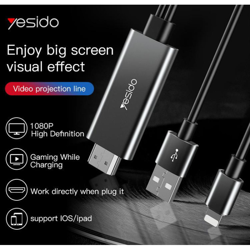 کابل تبدیل لایتنینگ به HDMI usb یسیدو مدل HM04 طول 1.8 متر