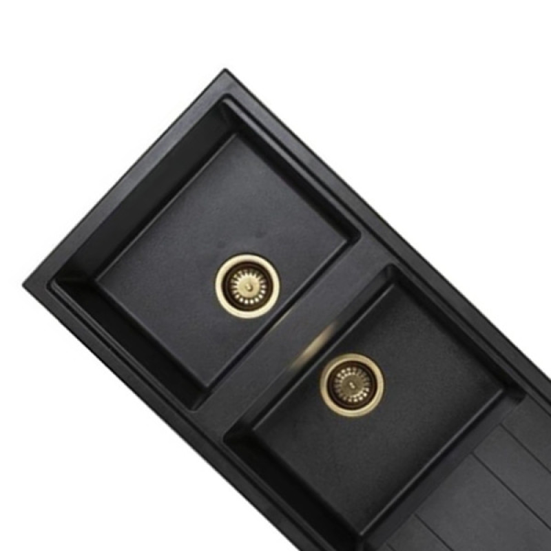 سینک ظرفشویی گرانیت توکار دو لگنه پارادایز مدل TURKEY-214-BLACKAKLIL