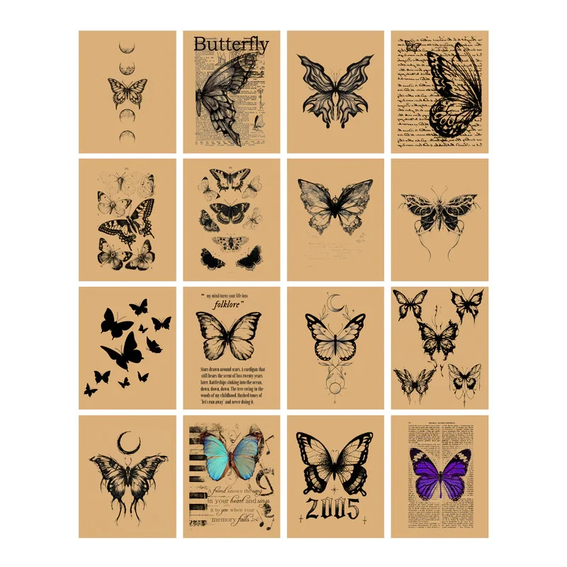 پوستر کرافت طرح پروانه کد 01 بسته 16 عددی