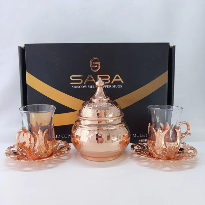 سرویس چای خوری مسی 3 پارچه مدل تئمو کد HS71