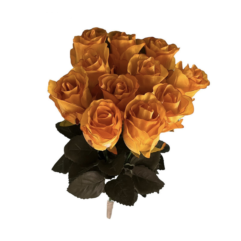 دسته گل رز مصنوعی پارچه‌ای 11 شاخه طول 45 سانتی‌متر با قابلیت شستشو و خم شدن مناسب گلدان‌های بزرگ و کوچک