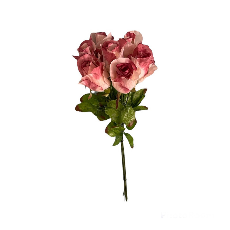 گل مصنوعی رز هلندی پارچه ای قابل شستشو، بسته 7 عددی، با طول شاخه 45 سانتی‌متر و عرض سرگل 5 سانتی‌متر