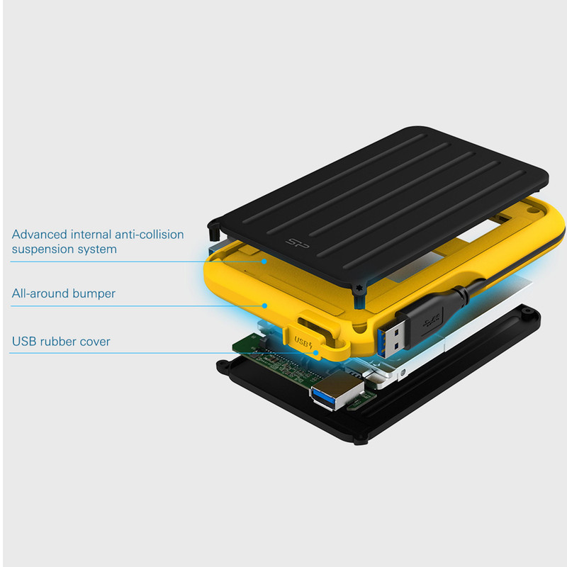 هارد اکسترنال سیلیکون پاور مدل Armor A66 ظرفیت یک ترابایت دارای رابط USB Type-A 3.2
