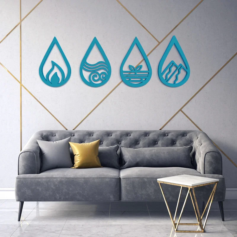دیوارکوب آرتافرین مدل عناصر چهارگانه طرح قطره مجموعه 4 عددی