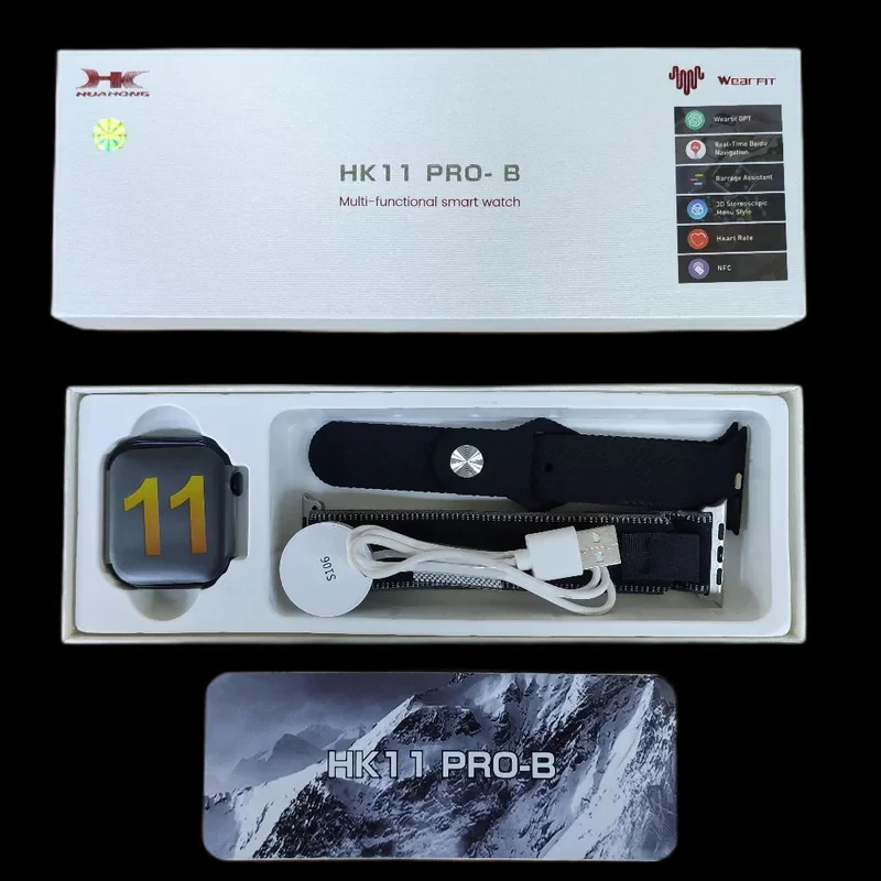 ساعت هوشمند 2.02 اینچی ویرفیت مدل HK11 PRO-B با دو بند سیلیکونی و پارچه ای