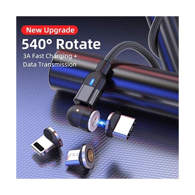 کابل تبدیل USB به MicroUSBUSB-Cلایتنینگ مدل 3:1 Magnetic طول 1 متر
