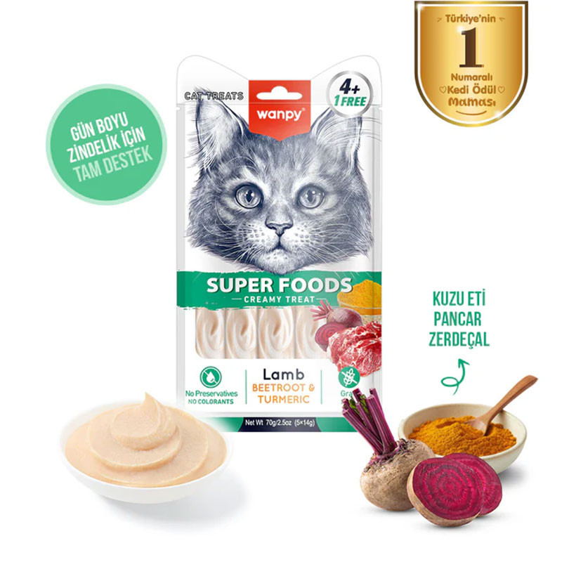 تشویقی گربه ونپی مدل Superfoods Creamy Lickable با طعم بره، چغندر و زردچوبه وزن 70 گرم
