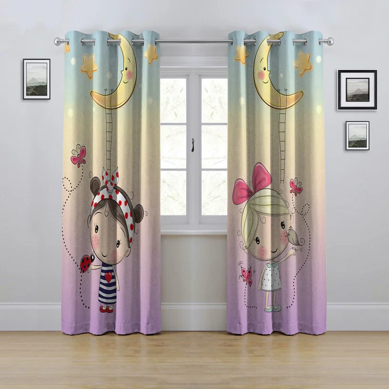 پرده مدل پانچی طرح کودک سایز 280x145 سانتی متر