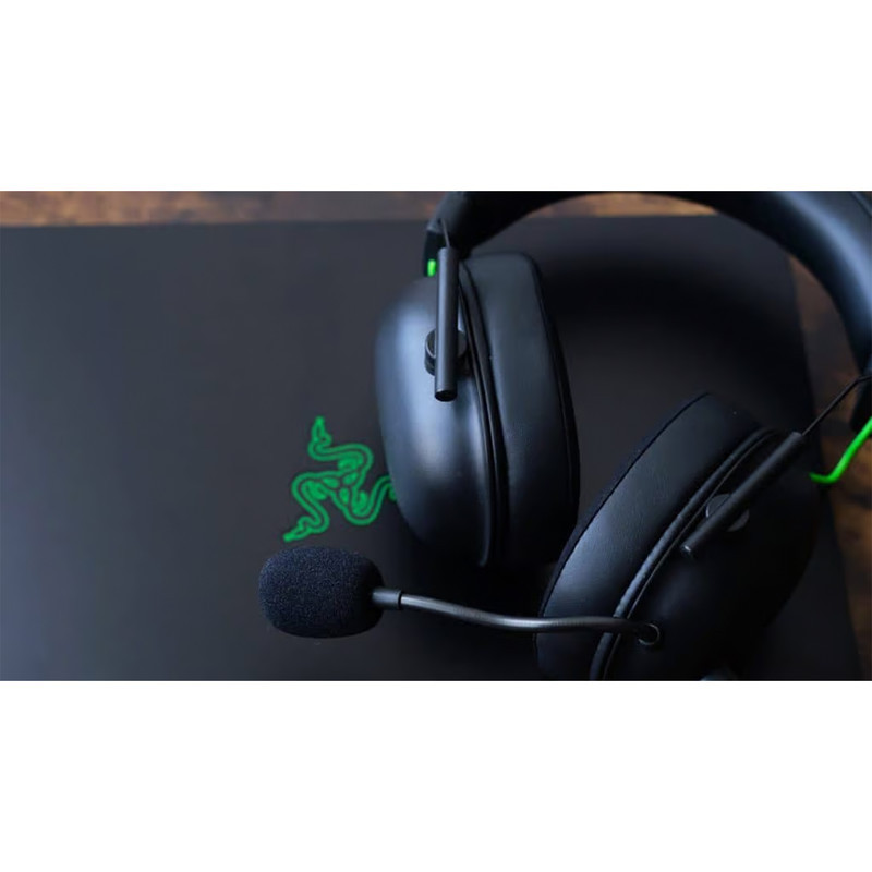 هدست گیمینگ بلوتوثی ریزر مدل BlackShark V2 X با نویز کنسلینگ بدنه، نویز کنسلینگ میکروفون (ENC)، اتصال از طریق جک 3.5 میلی‌متری، دارای صدای فراگیر 7.1 کاناله، دارای تکنولوژی صدای 360 درجه