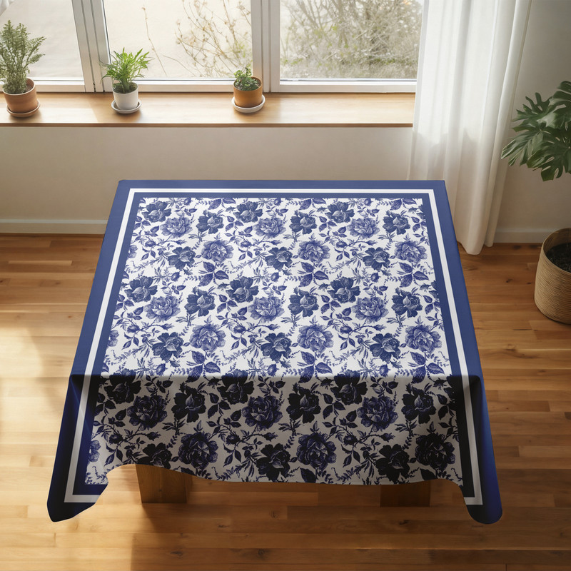 رومیزی ریحانلوکس مدل رز آبی RH134 سایز 97x97 سانتی‌متر