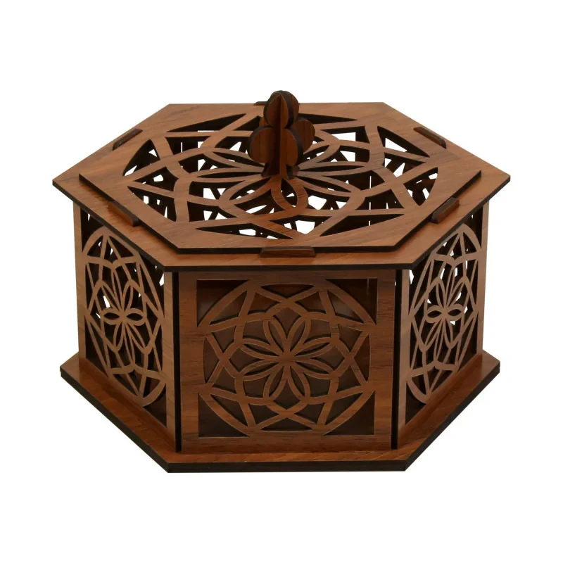 ظرف شکلات خوری چوبی طرح شمسه کد 145