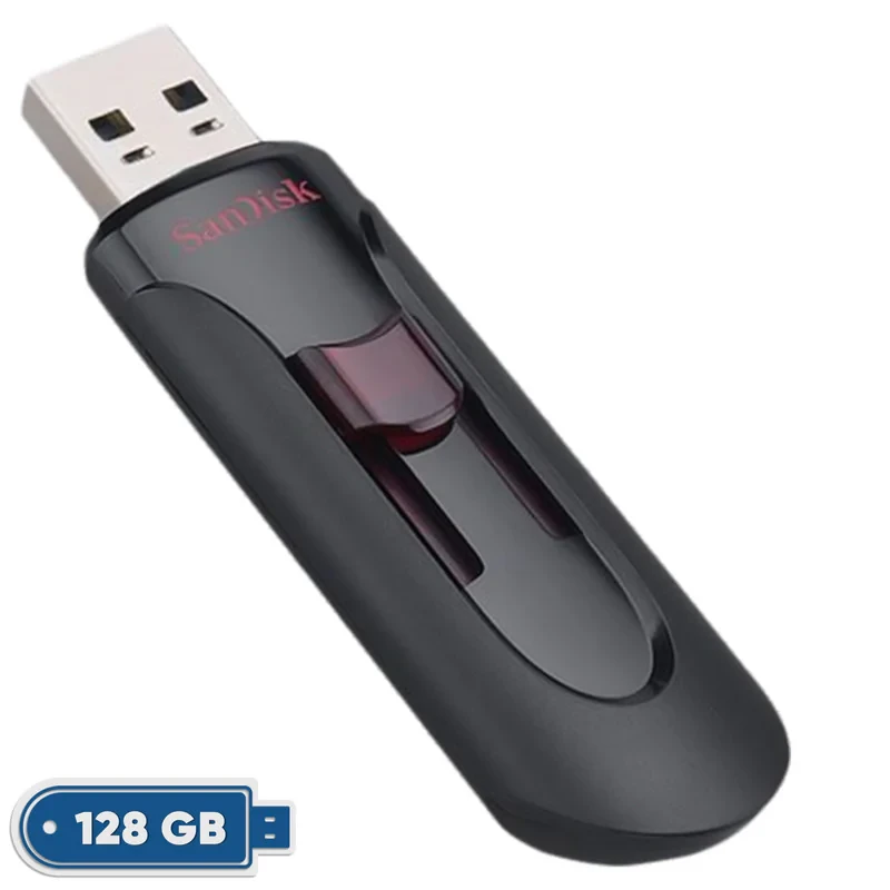 فلش مموری سن دیسک مدل CZ600 ظرفیت 128 گیگابایت رابط USB 3.0 Type-A کشویی، سرعت انتقال 150 مگابایت بر ثانیه، سازگار با گوشی، تبلت، کامپیوتر، لپ‌تاپ و تلویزیون