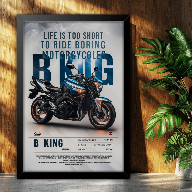 تابلو بکلیت طرح موتور سنگین سوزوکی بیکینگ SUZUKI B-KING1400 مدل B-po1903 فریم مشکی