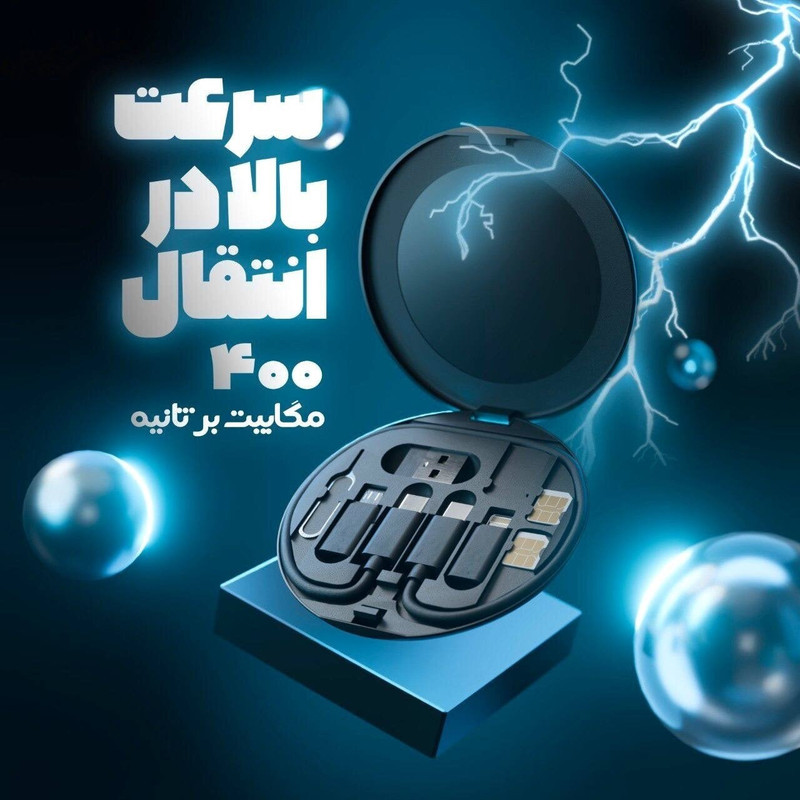 کابل تبدیل USB-C به USB-C  لایتنینگ  USB  micro USB مدل 60w طول 0.28 متر