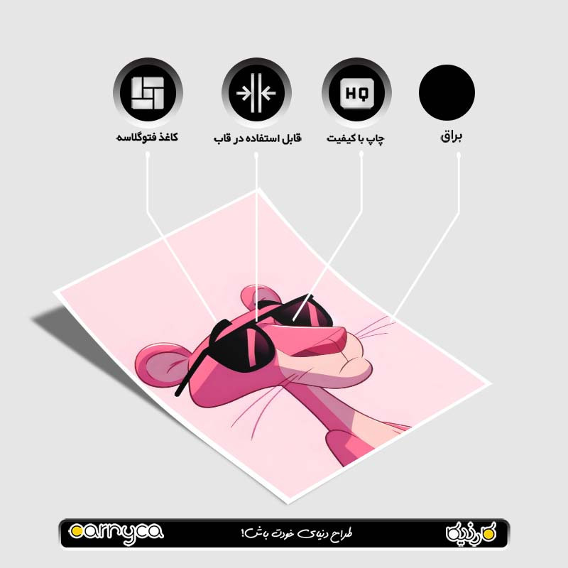 پوستر کارنيکا طرح پلنگ صورتی pink panther کد 31213 مجموعه 8 عددی
