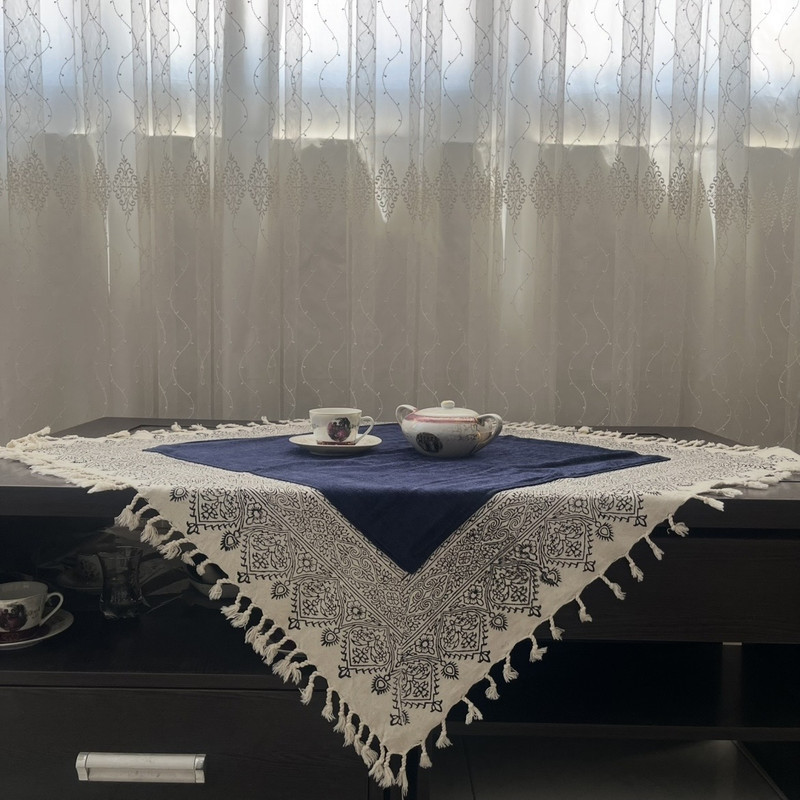 رومیزی مدل مخمل و قلمکار  سایز 80x80 سانتی‌متر
