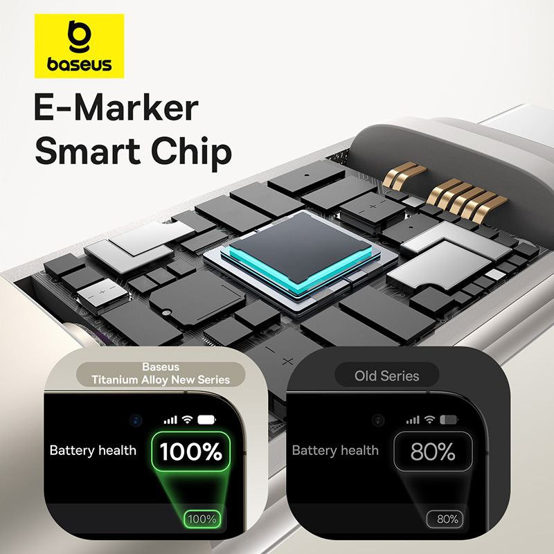 کابل تبدیل USB-C بیسوس مدل Titanium Series 100W طول 1 متر