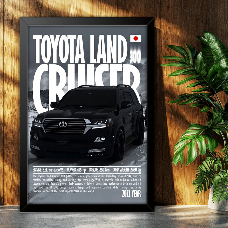 تابلو بکلیت طرح ماشین و خودرو تویوتا لندکروز Toyota LandCruiser مدل B-po1942 فریم مشکی