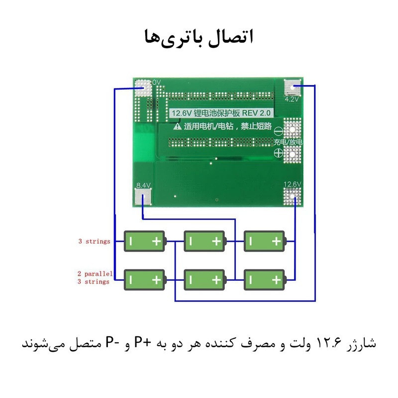 ماژول محافظ شارژ و دشارژ باتری لیتیومی مدل KSRE-3Cell-40A