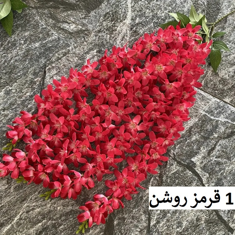 گل مصنوعی آویز ارکیده 5 شاخه قابل تنظیم، مناسب فضای باز و گل‌های آپارتمانی، نصب دیواری و آویزی، ابعاد 85x23x5 سانتی‌متر، وزن 110 گرم، کد A09