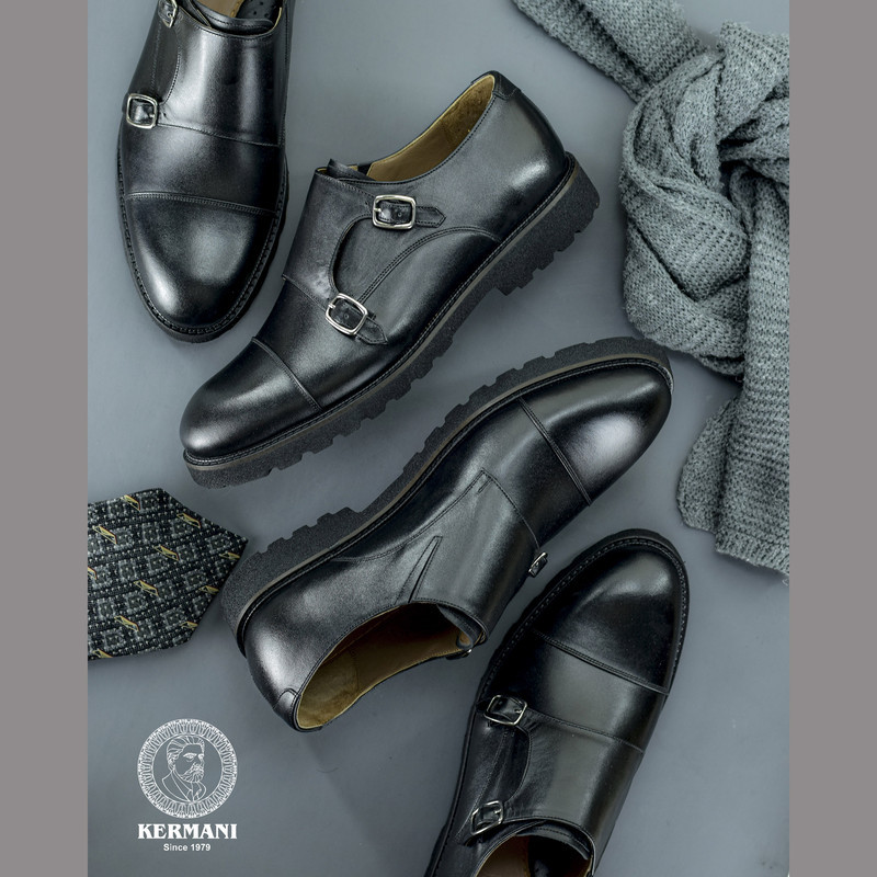 کفش رسمی مردانه کرمانی مدل طبی چرم طبیعی دستدوز سگکی کد 540
