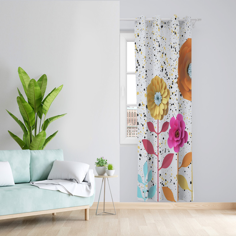 پرده طرح گل کاغذی مدل مخمل پانچی کد 4005 z سایز 140x200 سانتی متر