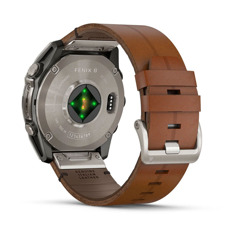 ساعت هوشمند گارمین مدل Fenix 8 - 51mm AMOLED، مناسب برای ورزش، روزمره، دارای قابلیت‌های صفحه نمایش رنگی، کنترل موسیقی، کنترل سطح اکسیژن خون، بند سیلیکونی، فناوری GPS، با حافظه داخلی 32 گیگابایت