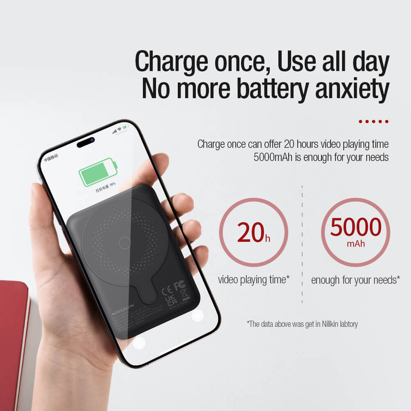 پاوربانک 15 وات نیلکین مدل MagSafe PowerStone Magnetic ظرفیت 5000 میلی‌آمپرساعت