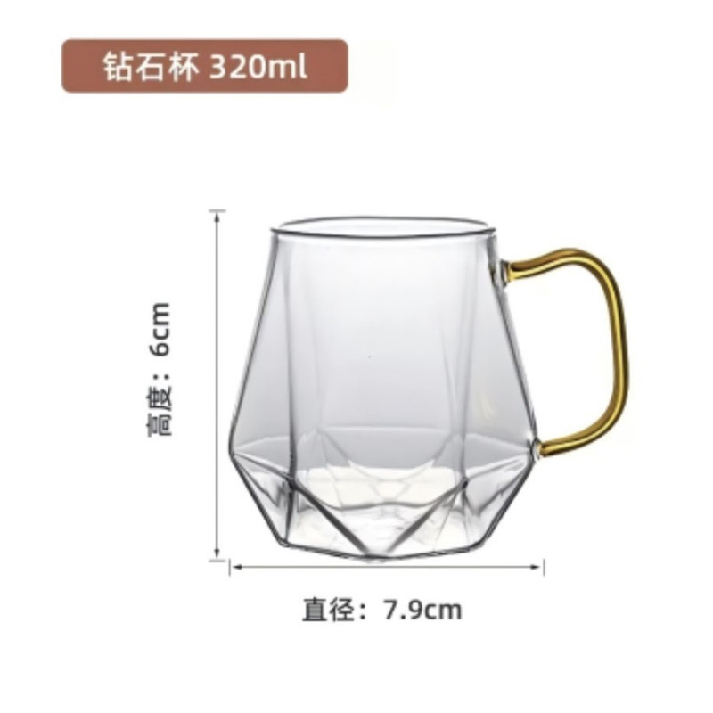 لیوان مدل  بروسیلیکات چند ضلعی دسته رنگی کد 11 بسته دو عددی