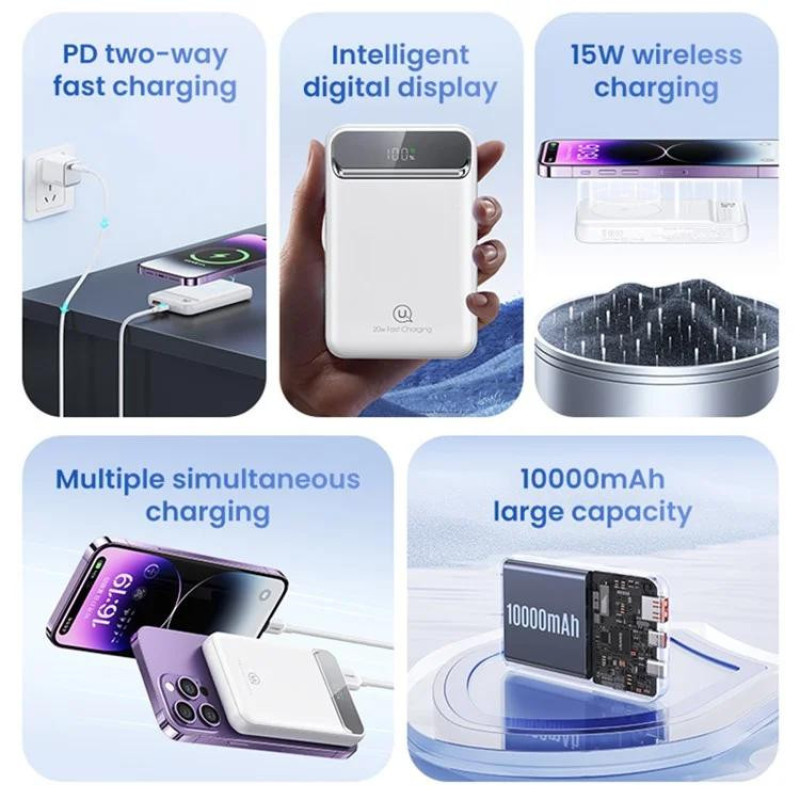 پاوربانک یوسمز مدل US-CD214-22.5W ظرفیت 10000 میلی آمپر ساعت