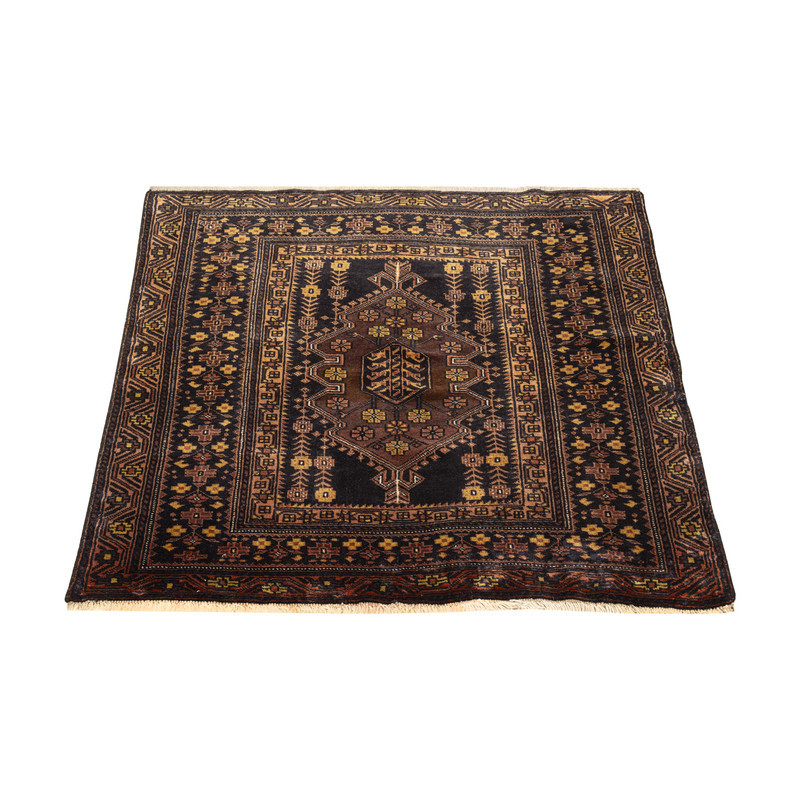 فرش دستبافت یک متری طرح بلوچ کد  45P10495 زمینه سورمه ای