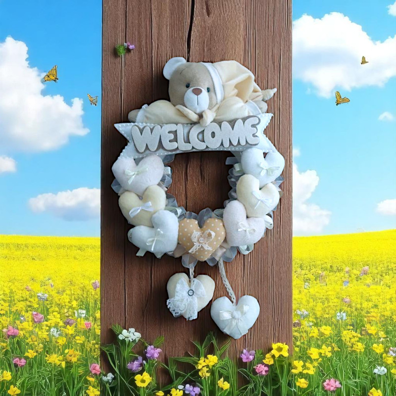 آویز تزیینی اتاق کودک طرح خرس نانان مدل Welcome کد WCrm
