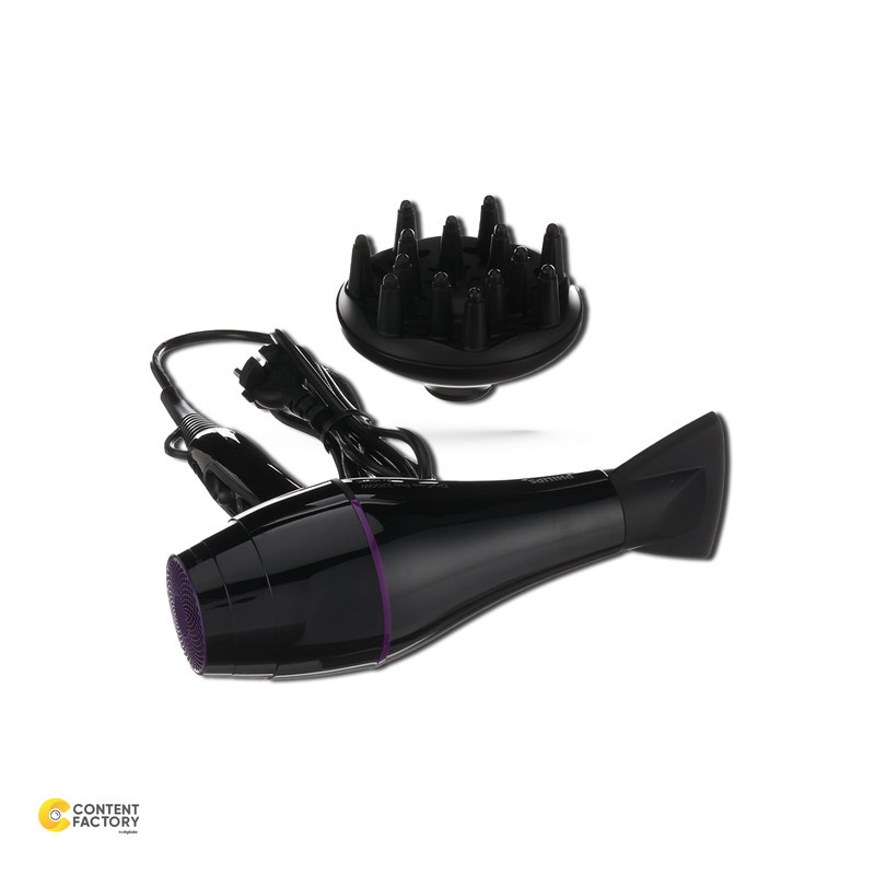 سشوار حرفه‌ای 2200 وات فیلیپس مدل BHD274، موتور AC، وزن 600 گرم، دارای سری متمرکز‌کننده باریک، متمرکز‌کننده پهن با ویژگی حجم‌دهندگی، با قابلیت باد سرد، فناوری تولید یون