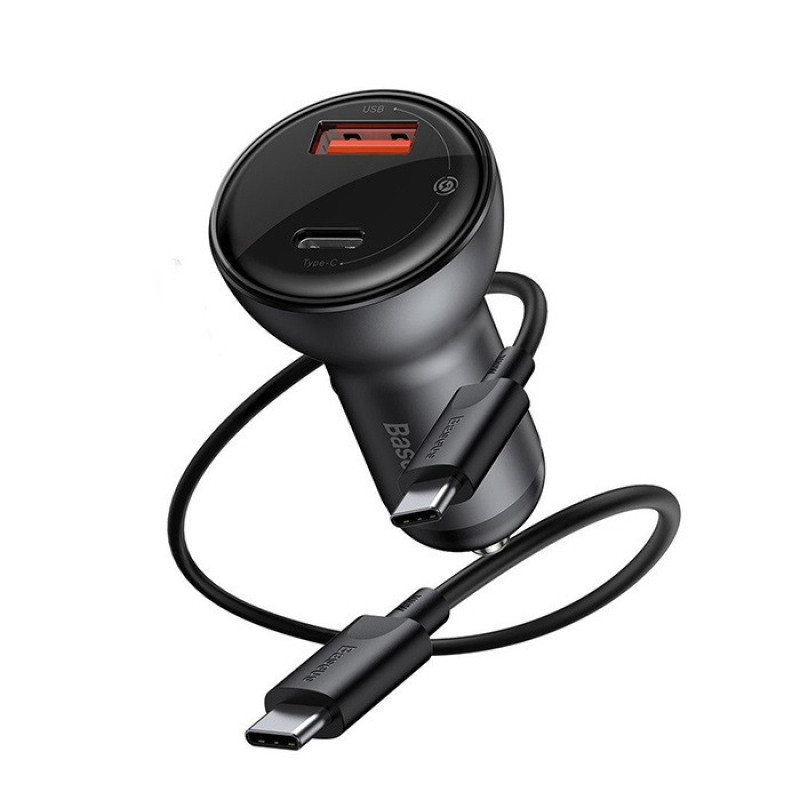 شارژر فندکی باسئوس مدل Dual Quick Charger 65W  به همراه کابل USB-C