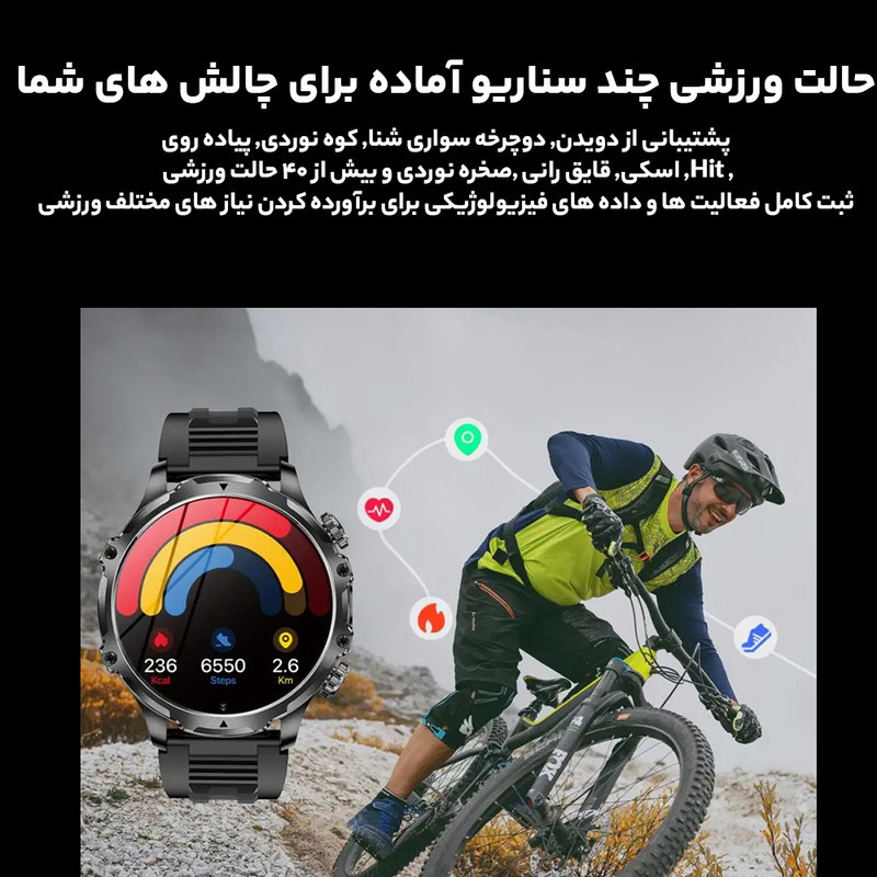 ساعت هوشمند 1.85 اینچی مدل AK75 با بند استیل