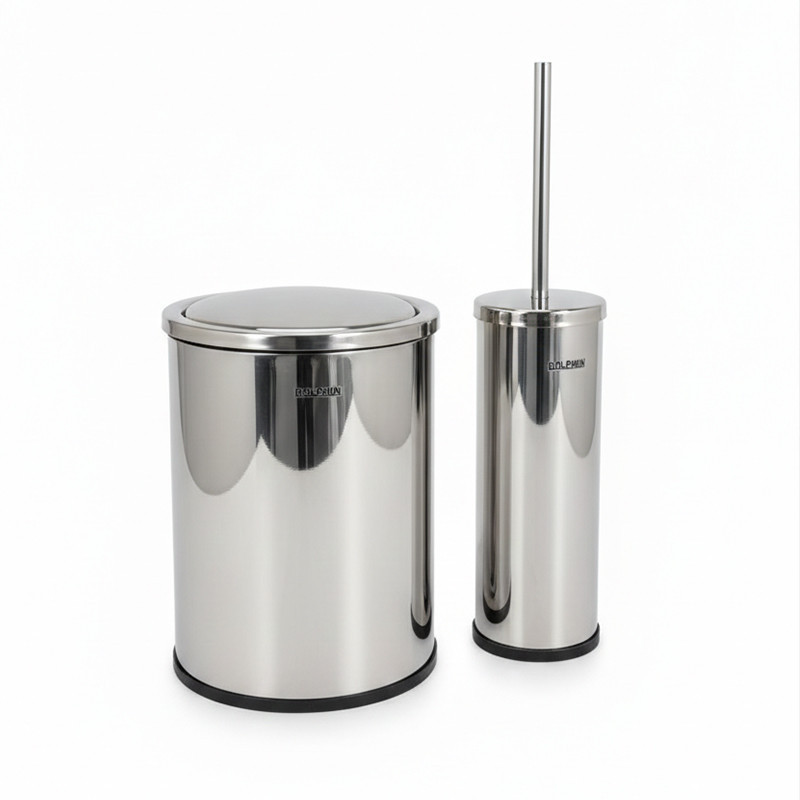 ست سطل زباله و فرچه دلفین مدل DRT-01