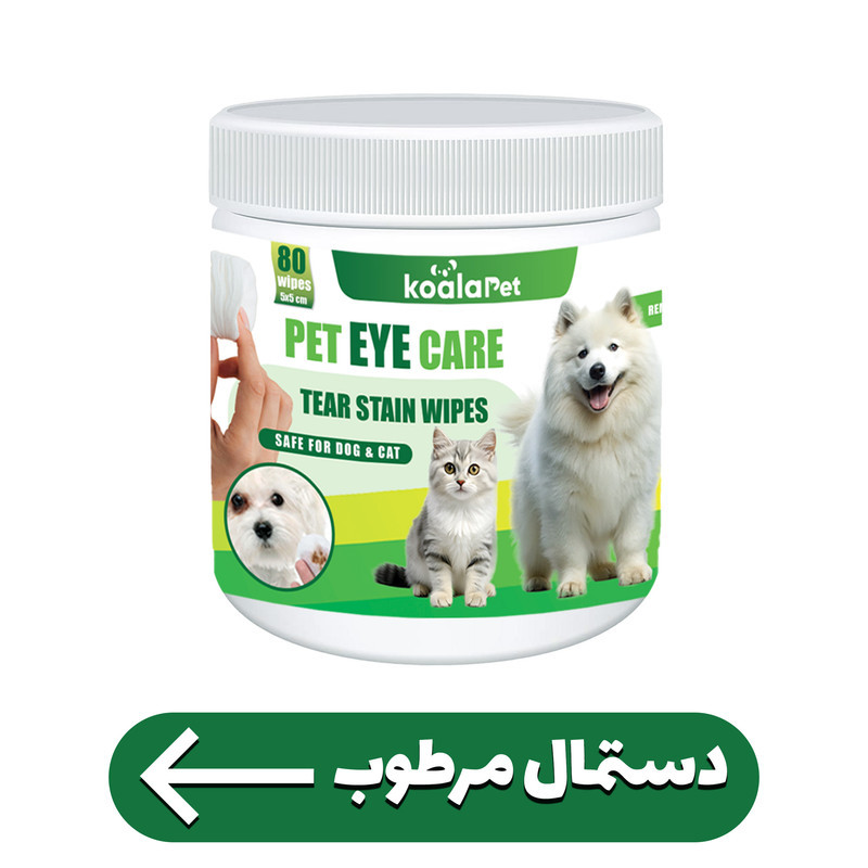 دستمال مرطوب و سواب مرطوب سگ و گربه مخصوص اطراف چشم کوالاپت مدل EYE02 بسته دو عددی
