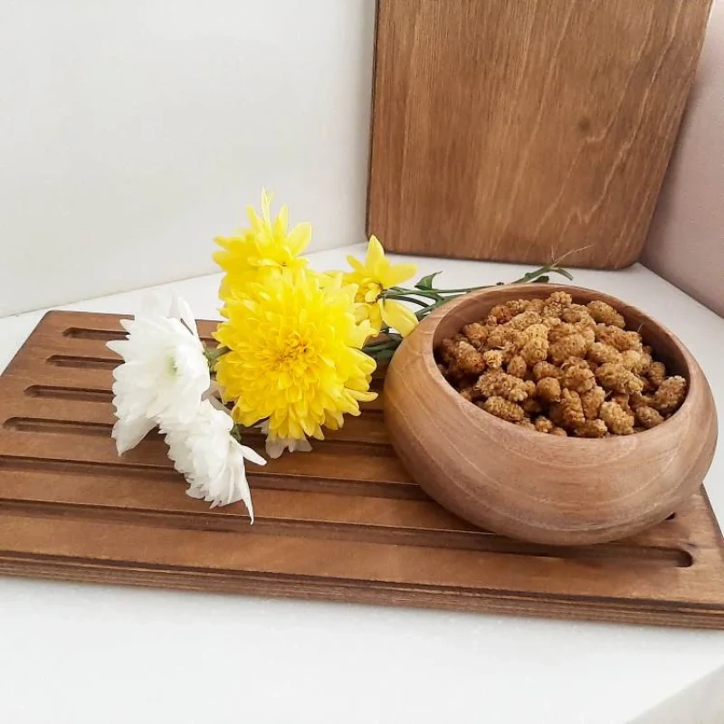 آجیل‌خوری چوبی خمره‌ای کد 04، مناسب سرو آجیل، خشکبار و ترشی، بادوام و ضدآب، شستشو با دست