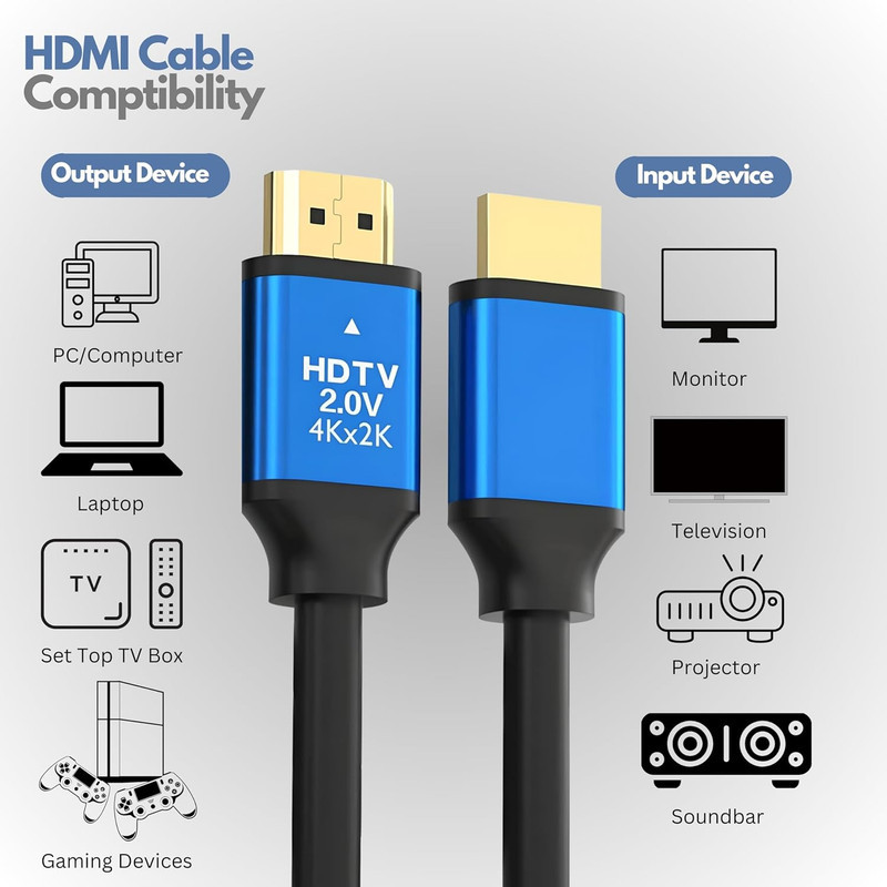 کابل HDMI 4K مدل HD 2V Premium طول 3 متر