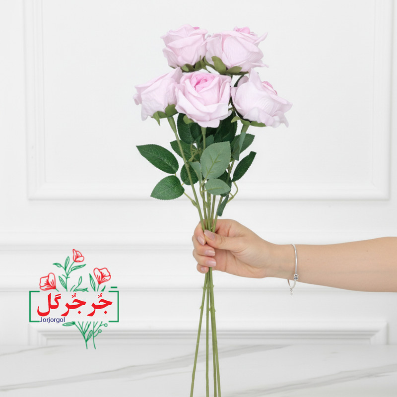 گل مصنوعی جُرجُرگل مدل شاخه رز مینیاتور بسته 3 عددی