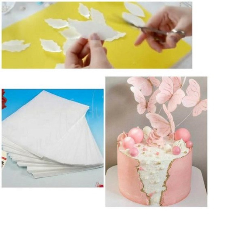 ابزار تزیین کیک به گز مدل کاغذ خوراکی طرح ویفر پیپر مجموعه 5 عددی